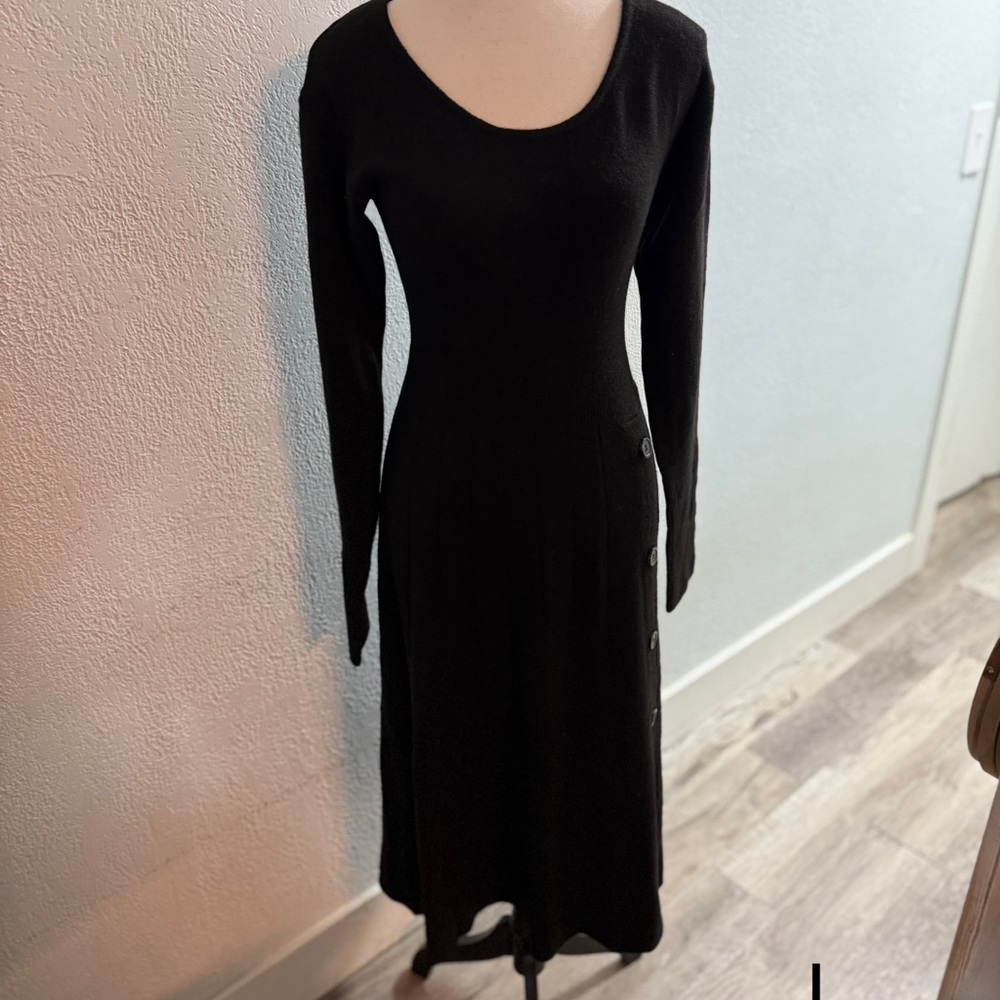 White Mark Black Long Sleeve Dress